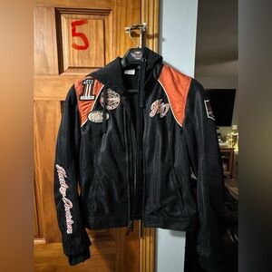 Harley-Davidson Black and Orange Men's Bomber Jacket